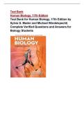 Test Bank for Human Biology 17th Edition by Mader and Windelspecht Complete Q&A