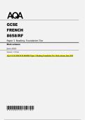 AQA GCSE FRENCH 8658&sol;RF Paper 3 Reading Foundation Tier Mark scheme June 2025 