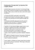Fundamentals of Nursing Study Test Questions With Complete Solutions