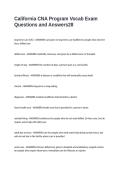 California CNA Program Vocab Exam Questions and Answers