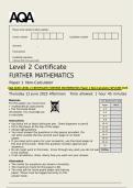 AQA GCSE LEVEL 2 CERTIFICATE FURTHER MATHEMATICS Paper 1 Non-Calculator QP JUNE 2025