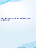 AQA AS LEVEL JUNE 2025 BIOLOGY 7401&sol; 1 PAPER 1 MARK SCHEME