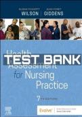 Test Bank for Health Assessment for Nursing Practice&comma; 7th Edition by Carolyn Jarvis Wilson