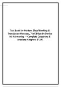 Test Bank for Modern Blood Banking & Transfusion Practices 7th Edition by Denise M&period; Harmening Complete Q&A