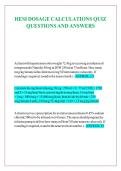 HESI DOSAGE CALCULATIONS QUIZ QUESTIONS AND ANSWERS