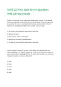 NURS 325 Final Exam Review Questions With Correct Answers 