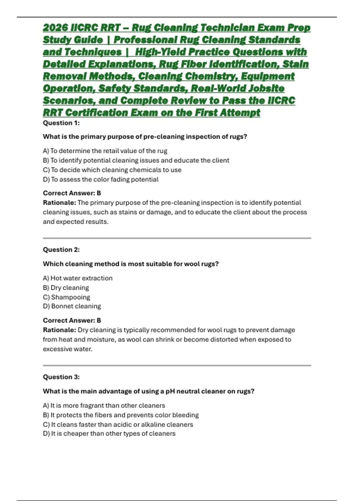 Rrt Kettering Study Guide Calendar.pdf 2026 IICRC RRT – Rug Cleaning Technician Exam Prep Study Guide ...