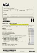 AQA GCSE GERMAN Higher Tier Paper 3 Reading QP MAY 2025