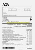 AQA GCSE GERMAN Foundation Tier&Tab;Paper 1 Listening QP MAY 2025