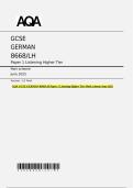 AQA GCSE GERMAN 8668&sol;LH Paper 1 Listening Higher Tier Mark scheme June 2025