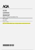 AQA GCSE GERMAN 8668&sol;WF Paper 4 Writing Foundation Tier Mark scheme June 2025