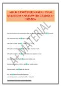 AHA BLS PROVIDER MANUAL EXAM QUESTIONS AND ANSWERS GRADED A&plus; 2025&sol;2026