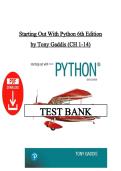 Test Bank &ndash; Starting Out With Python&comma; 6th Edition &vert; Tony Gaddis &vert; Chapters 1&ndash;14 &vert; Latest Edition