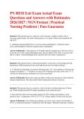 PN HESI Exit Exam Actual Exam Questions and Answers with Rationales 2026&sol;2027 &vert; NGN Format &vert; Practical Nursing Predictor &vert; Pass Guarantee