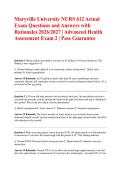 Maryville University NURS 612 Actual Exam Questions and Answers with Rationales 2026&sol;2027 &vert; Advanced Health Assessment Exam 2 &vert; Pass Guarantee