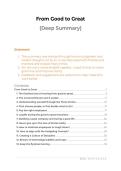 You will get a sharp&comma; actionable breakdown of the ideas that separate great companies from merely good ones&period; This summary walks you through the mindset and behaviors of Level 5 Leaders&comma; the discipline behind First Who&comma; Then What&comma; and the clarity unlocked 
