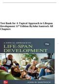 Test Bank for A Topical Approach to Lifespan Development 11th Edition &lpar;McGraw-Hill&comma; 2022&rpar; by John Santrock&comma;Isbn no&semi; 9781260726817&comma; all 17 Chapters Covered