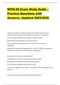 NFPA-99 Exam Study Guide &ndash;  Practice Questions with  Answers&period; Updated 2025&sol;2026 