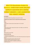 WGU C723 &lpar;Quantitative Analysis for Business&rpar; &ndash; EXAM STUDY GUIDE 2026&sol;2027 COMPLETE QUESTIONS WITH VERIFIED CORRECT ANSWERS &vert;&vert; 100&percnt; GUARANTEED PASS <NEWEST VERSION>