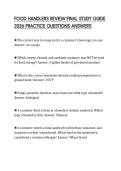 FOOD HANDLERS REVIEW FINAL STUDY GUIDE 2026 PRACTICE QUESTIONS ANSWERS