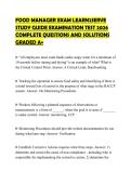 FOOD MANAGER EXAM LEARN2SERVE STUDY GUIDE EXAMINATION TEST 2026 COMPLETE QUESTIONS AND SOLUTIONS GRADED A&plus;