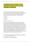 FUNDAMENTALS OF NURSING ACTUAL EXAMINATION SHEET 2026 ACCURATE ANSWERS GUARANTEED