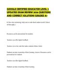 GOOGLE CERTIFIED EDUCATOR LEVEL 2 UPDATED EXAM REVIEW 2026 QUESTIONS AND CORRECT SOLUTIONS GRADED A&plus;