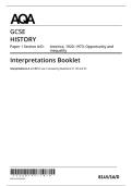 AQA GCSE HISTORY 8145&sol;1A&sol;D Paper 1 Section A&sol;D&colon;  America&comma; 1920&ndash;1973&colon; Opportunity and inequality&vert;Interpretations Booklet &vert;Question Paper&vert; Mark scheme &vert;June 2025 