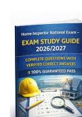 NHIE &lpar;Home Inspector&rpar; &ndash; EXAM STUDY GUIDE 2026&sol;2027 COMPLETE QUESTIONS WITH VERIFIED CORRECT ANSWERS &vert;&vert; 100&percnt; GUARANTEED PASS <NEWEST VERSION>