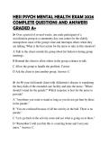 HESI PSYCH MENTAL HEALTH EXAM 2026 COMPLETE QUESTIONS AND ANSWERS GRADED A&plus;