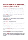 Math 100 Final exam Test Questions And  Answers Verified 100&percnt; Correct