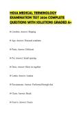 HOSA MEDICAL TERMINOLOGY EXAMINATION TEST 2026 COMPLETE QUESTIONS WITH SOLUTIONS GRADED A&plus;