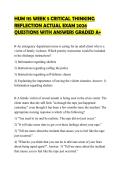 HUM 115 WEEK 5 CRITICAL THINKING REFLECTION ACTUAL EXAM 2026 QUESTIONS WITH ANSWERS GRADED A&plus;