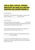 HUM 115 WEEK 5 CRITICAL THINKING REFLECTION TEST BANK 2026 UPDATED QUESTIONS AND ANSWERS GRADED A&plus;