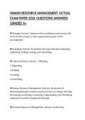 HUMAN RESOURCE MANAGEMENT ACTUAL EXAM PAPER 2026 QUESTIONS ANSWERS GRADED A&plus;
