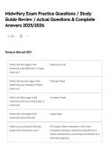 Midwifery Exam Practice Questions &sol; Study Guide Review &sol; Actual Questions & Complete Answers 2025&sol;2026&period;