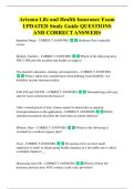 Arizona Life and Health Insurance Exam  UPDATED Study Guide QUESTIONS  AND CORRECT ANSWERS 