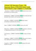 Arizona Life Insurance Exam - Life  Insurance Basics UPDATED Study Guide  QUESTIONS AND CORRECT ANSWERS