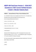 NEIEP 400 Final Exam Version 2 - 2026&sol;2027 &vert; Questions & 100&percnt; Correct Verified Answers &vert; Grade A &vert; Elevator Industry Exam