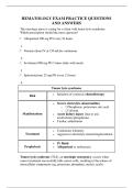 HEMATOLOGY EXAM PRACTICE QUESTIONS AND ANSWERS