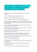 ADVANCED PHARMACOLOGY TEST 1 QUESTIONS & VERIFIED CORRECT ANSWERS LATEST VERSION