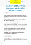 HAZMAT OPERATIONS  Questions with Detailed  Verified Answers
