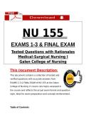 NU 155 Exams 1&ndash;3 & Final Medical-Surgical Nursing I &lpar;2026&rpar; PDF &vert; Galen College of Nursing