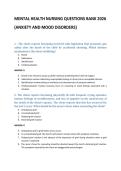 MENTAL HEALTH NURSING QUESTIONS BANK 2026 &lpar;ANXIETY AND MOOD DISORDERS&rpar;