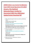 AWWA Water Loss Control Certification Exam With Actual Questions & Verified Answers&comma; Plus Explained Rationales&sol;Expert Verified For Guaranteed 100&percnt; Pass 2026&sol;Latest Update&sol;Instant Download Pdf