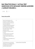 RAC PRACTICE EXAM 1 &sol; ACTUAL TEST QUESTIONS WITH DETAILED VERIFIED ANSWERS &sol; ALREADY GRADED A