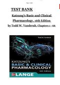 Test Bank Katzung&rsquo;s Basic and Clinical Pharmacology &lpar;16th Edition&rpar; by Todd W&period; Vanderah &vert; Chapters 1&ndash;66 &vert; Verified Q&A