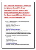 WEF Industrial Wastewater Treatment Certification Exam With Actual Questions & Verified Answers&comma; Plus Explained Rationales&sol;Expert Verified For Guaranteed 100&percnt; Pass 2026&sol;Latest Update&sol;Instant Download Pdf