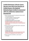 Certified Wastewater Collection System Operator Exam With Actual Questions & Verified Answers&comma; Plus Explained Rationales&sol;Expert Verified For Guaranteed 100&percnt; Pass 2026&sol;Latest Update&sol;Instant Download Pdf