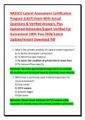 NASSCO Lateral Assessment Certification Program &lpar;LACP&rpar; Exam With Actual Questions & Verified Answers&comma; Plus Explained Rationales&sol;Expert Verified For Guaranteed 100&percnt; Pass 2026&sol;Latest Update&sol;Instant Download Pdf